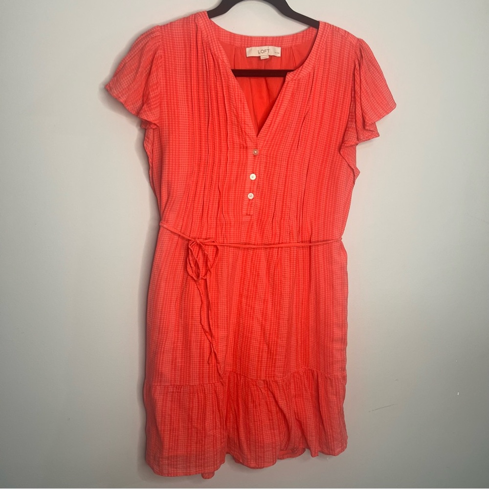 LOFT cotton Vibrant Coral shirt sleeve Shirt Dress Size XLP